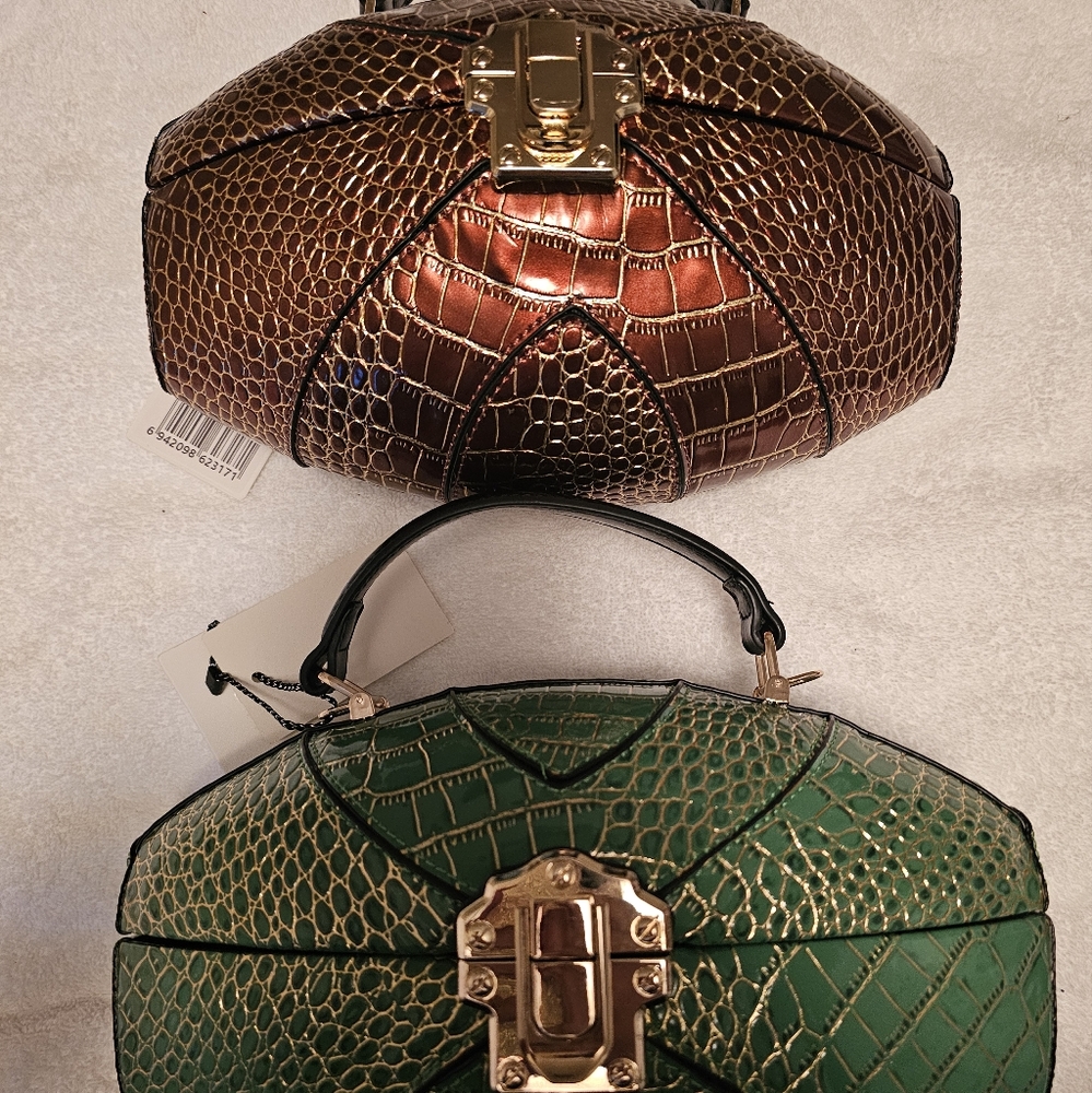 Brown or Green Handheld Football Shape Purse